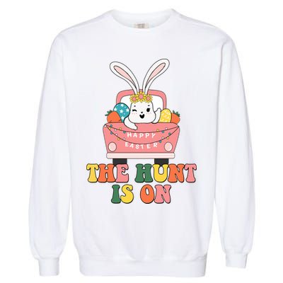 The Hunt Is On Easter Bunny Holiday Garment-Dyed Sweatshirt