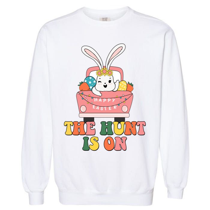 The Hunt Is On Easter Bunny Holiday Garment-Dyed Sweatshirt