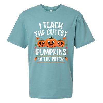 Teacher Halloween I Teach The Cutest Pumpkins In The Patch Great Gift Sueded Cloud Jersey T-Shirt