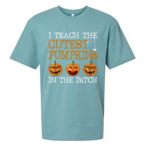 Teacher Halloween I Teach The Cutest Pumpkins In The Patch Cool Gift Sueded Cloud Jersey T-Shirt