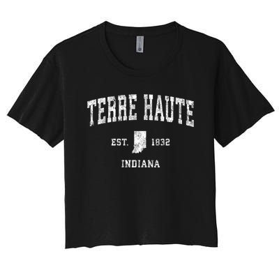 Terre Haute Indiana In Vintage Sports Women's Crop Top Tee