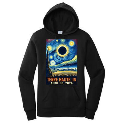 Terre Haute Indiana Total Solar Eclipse 2024 Starry Night Women's Pullover Hoodie