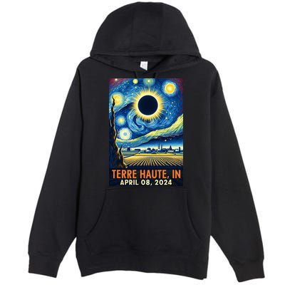 Terre Haute Indiana Total Solar Eclipse 2024 Starry Night Premium Pullover Hoodie