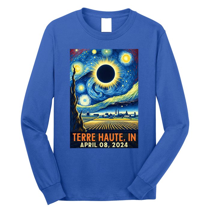 Terre Haute Indiana Total Solar Eclipse 2024 Starry Night Long Sleeve Shirt