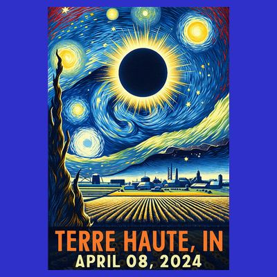 Terre Haute Indiana Total Solar Eclipse 2024 Starry Night T-Shirt