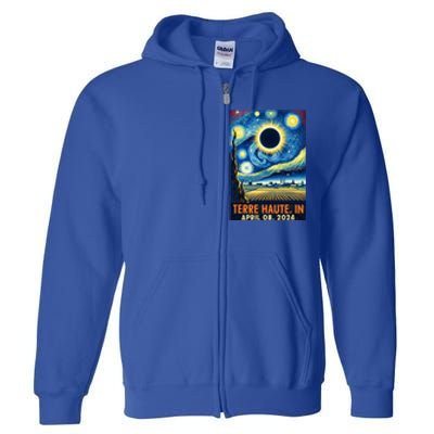 Terre Haute Indiana Total Solar Eclipse 2024 Starry Night Full Zip Hoodie