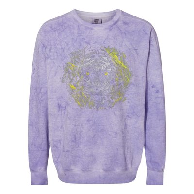 Tiger Hiding In The Grass Colorblast Crewneck Sweatshirt