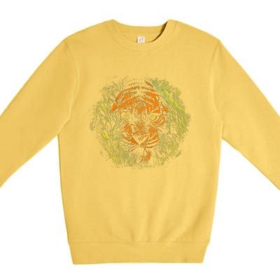 Tiger Hiding In The Grass Premium Crewneck Sweatshirt