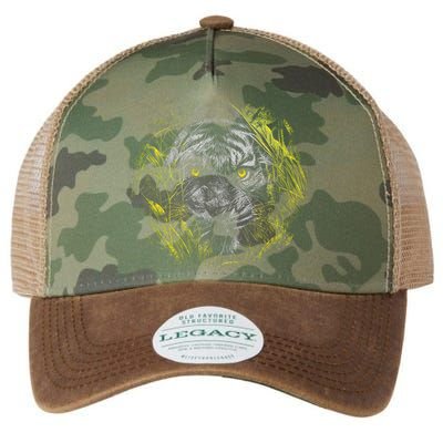 Tiger Hiding In The Grass Legacy Tie Dye Trucker Hat