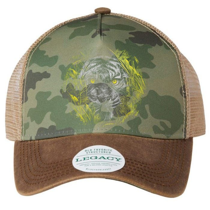 Tiger Hiding In The Grass Legacy Tie Dye Trucker Hat