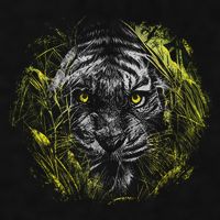 Tiger Hiding In The Grass Ladies PosiCharge Tri-Blend Wicking Tank