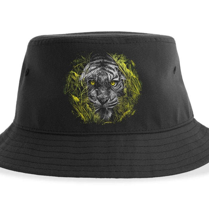 Tiger Hiding In The Grass Sustainable Bucket Hat