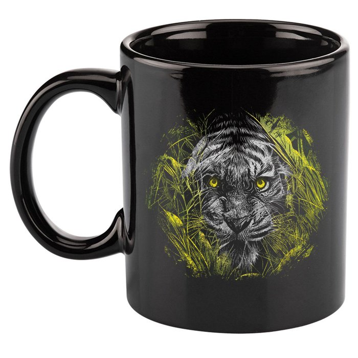 Tiger Hiding In The Grass 11oz C Handle Ceramic Mug