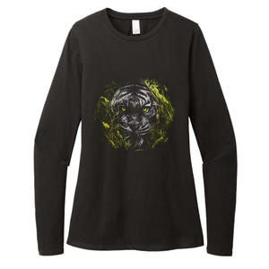 Tiger Hiding In The Grass Womens CVC Long Sleeve Shirt