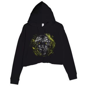 Tiger Hiding In The Grass Crop Fleece Hoodie