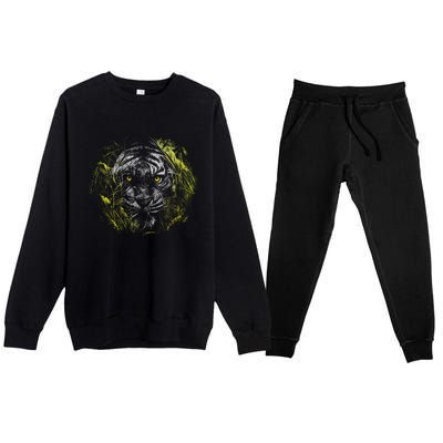 Tiger Hiding In The Grass Premium Crewneck Sweatsuit Set