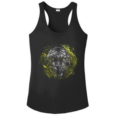 Tiger Hiding In The Grass Ladies PosiCharge Competitor Racerback Tank