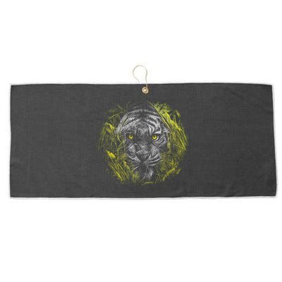 Tiger Hiding In The Grass Large Microfiber Waffle Golf Towel