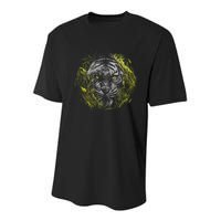 Tiger Hiding In The Grass Youth Performance Sprint T-Shirt