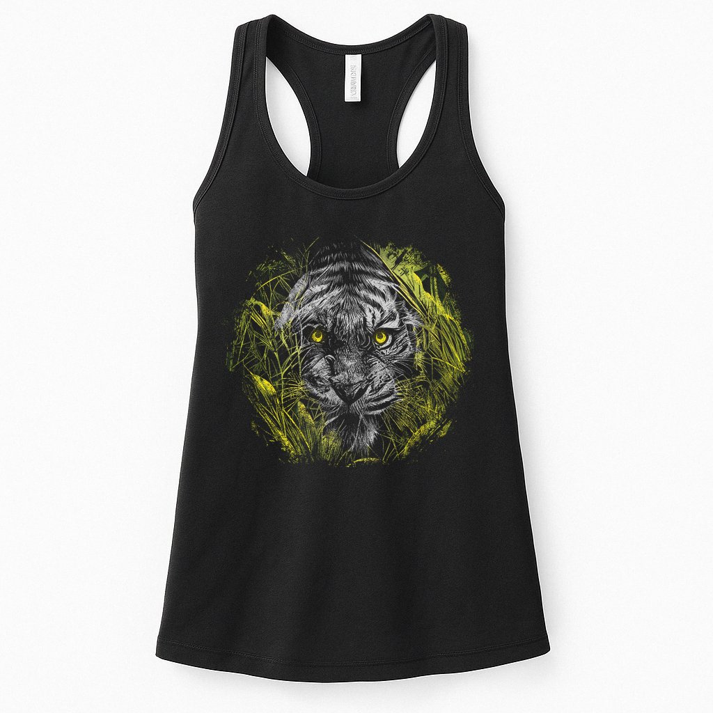 Tiger Hiding In The Grass Womens Tank Top