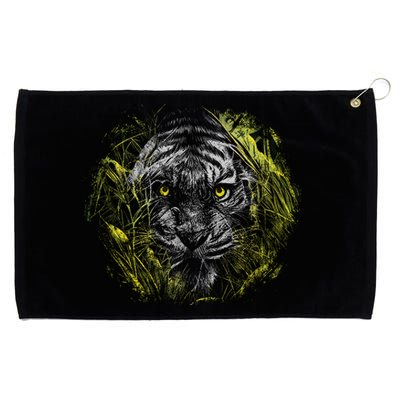 Tiger Hiding In The Grass Grommeted Golf Towel