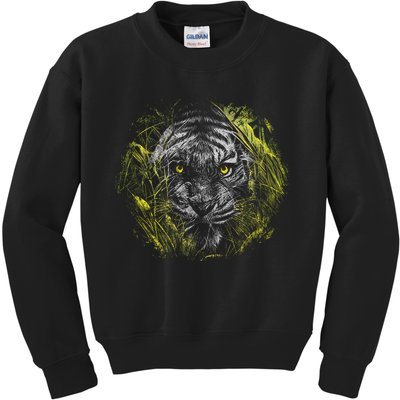Tiger Hiding In The Grass Kids Sweatshirt