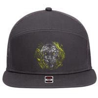 Tiger Hiding In The Grass 7 Panel Mesh Trucker Snapback Hat