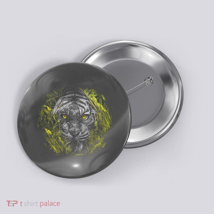 Tiger Hiding In The Grass Button