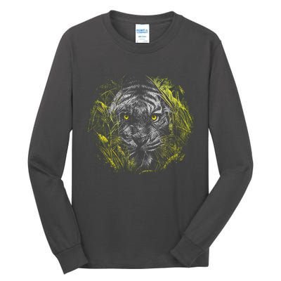 Tiger Hiding In The Grass Tall Long Sleeve T-Shirt