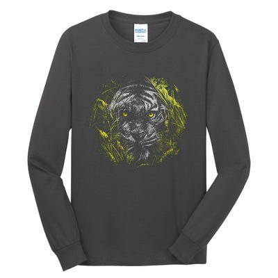 Tiger Hiding In The Grass Tall Long Sleeve T-Shirt