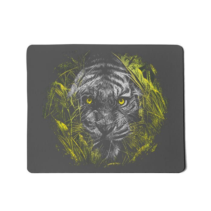 Tiger Hiding In The Grass Mousepad