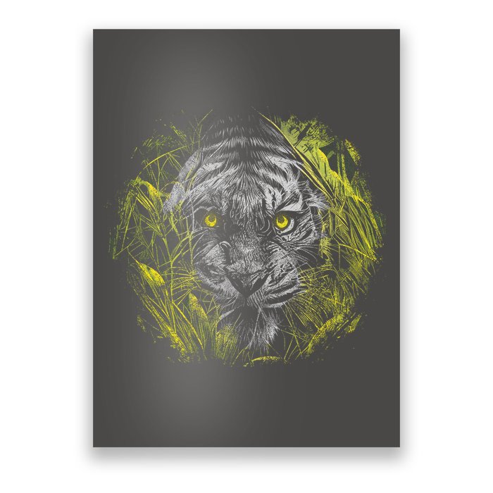 Tiger Hiding In The Grass Poster