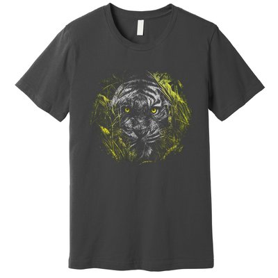 Tiger Hiding In The Grass Premium T-Shirt