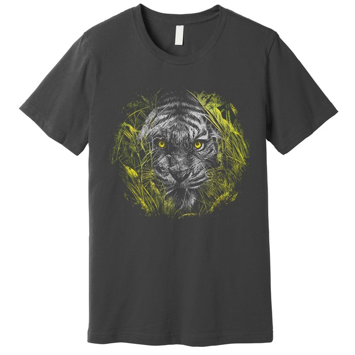 Tiger Hiding In The Grass Premium T-Shirt