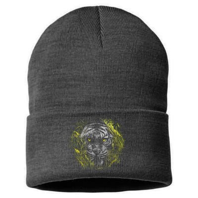 Tiger Hiding In The Grass Sustainable Knit Beanie