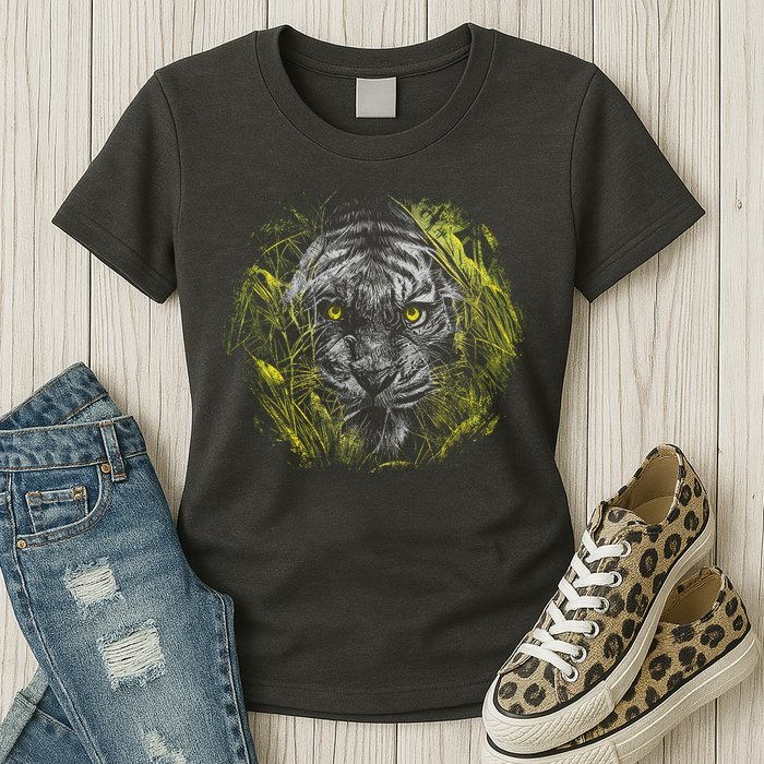 Tiger Hiding In The Grass Womens T-Shirt
