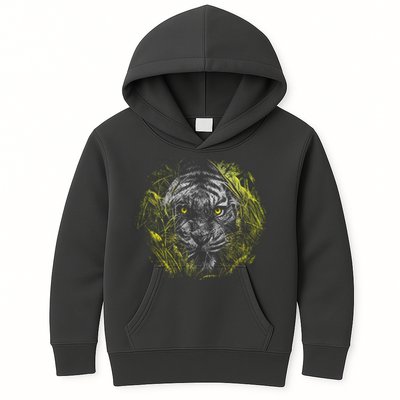 Tiger Hiding In The Grass Kids Hoodie