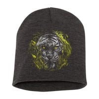 Tiger Hiding In The Grass Short Acrylic Beanie