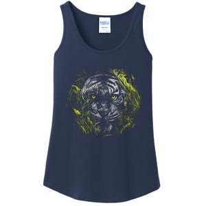 Tiger Hiding In The Grass Ladies Essential Tank