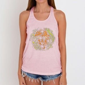 Tiger Hiding In The Grass Women's Knotted Racerback Tank