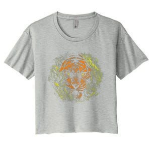 Tiger Hiding In The Grass Women's Crop Top Tee