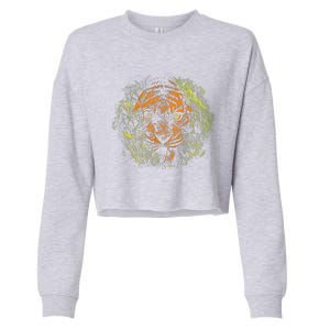 Tiger Hiding In The Grass Cropped Pullover Crew