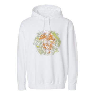 Tiger Hiding In The Grass Garment-Dyed Fleece Hoodie