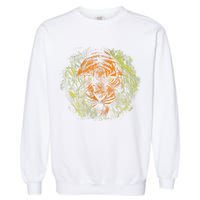 Tiger Hiding In The Grass Garment-Dyed Sweatshirt