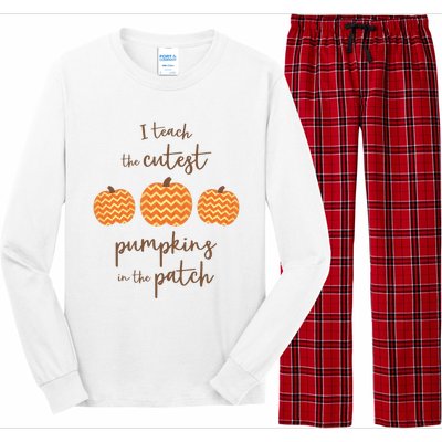 Teacher Halloween I Teach The Cutest Pumpkins Long Sleeve Pajama Set