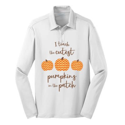 Teacher Halloween I Teach The Cutest Pumpkins Silk Touch Performance Long Sleeve Polo