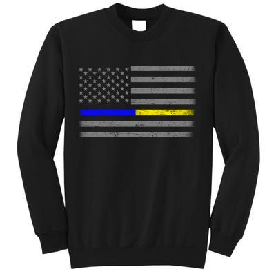 Thin Blue Gold Line Police Dispatcher Flag Sweatshirt