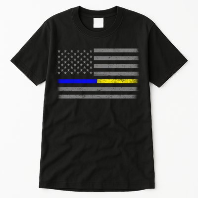 Thin Blue Gold Line Police Dispatcher Flag Tall T-Shirt