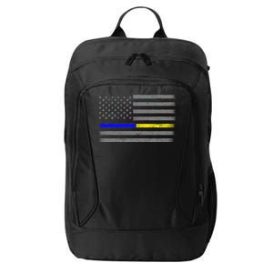 Thin Blue Gold Line Police Dispatcher Flag City Backpack