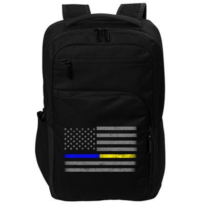 Thin Blue Gold Line Police Dispatcher Flag Impact Tech Backpack
